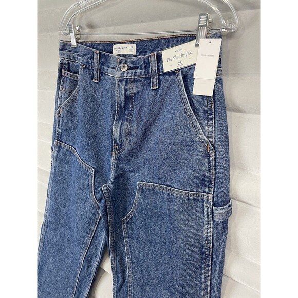 Abercrombie & Fitch Women 30 Jeans Slouchy Carpenter Utility Mid Rise Baggy NEW - Picture 10 of 16